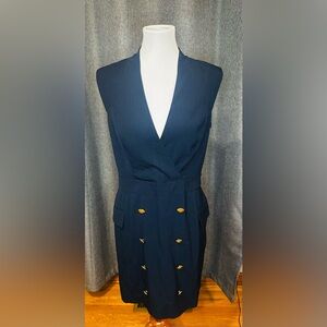 Venus Navy Blue Sleeveless Blazer Dress Women’s Size 8 – Midi Dress